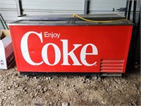 COKE - Store cooler has casters, works , other