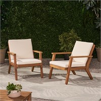 2x Temecula Outdoor Acacia Wood Club Chairs