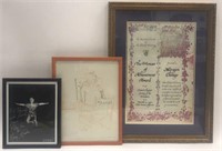 3 Framed Personal Pieces of Marajen Stevick