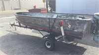 12 foot v-bottom boat with  trailer 9.9 hp