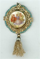 Porcelain Brooch Or Pendant 1.75”