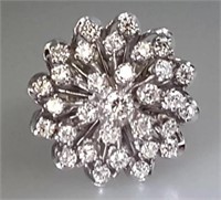 14 Kt Round Diamond Cluster Cocktail Ring 1.00 Ct