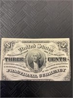 U.S. three cent fractional currency.