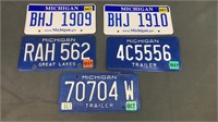 Michigan License Plates (2 Are Trailer Plates)