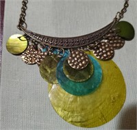 Vintage necklace translucent abalone lemon aqua