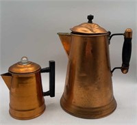 Antique Rochester Copper Tea Pot & Small Coffee