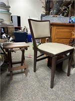small folding table/stool and folding padded chair