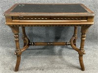 Antique Leather Insert One Drawer Table