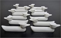 12 White Porcelain Duck Knife Rests
