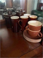 Pagnossin Earthenware Cups, Plates, & Canisters