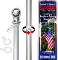 New 2-Piece 5' ft Black Aluminum Spinning Flagpole