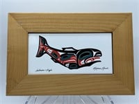 Salmon & Eagle Painted Tile Box by Roxana Leask