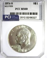 1974-S Silver Ike MS69 LISTS $11500