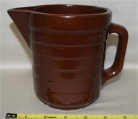 Vtg USA Brown Glaze Stoneware Handled Pitcher