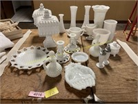 Milk Glass candy dishes,S&P,vases,candle sticks