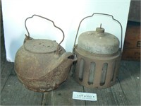 Cast iron teakettle, water container with