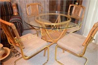 Bamboo Wicker Table w/Glasstop, Chairs