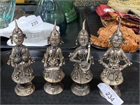 Metal Oriental musician figurine sculptures.