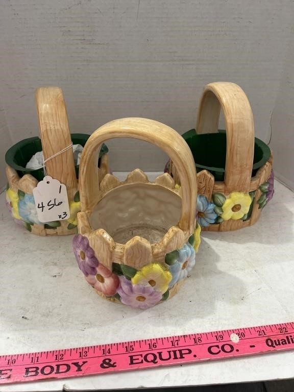 (3) Teleflora Ceramic Easter Baskets
