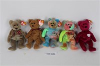 5 assorted TY Beanie Babies
