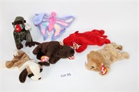 6 assorted TY Beanie Babies
