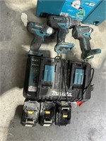 3 Makita Drill & Tech Screw Drills, Double Charger