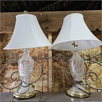 (2) Glass Table Lamps with Shades