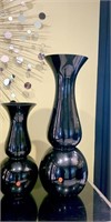 Pair of Black Glass Vases
