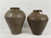 2 Southern Stoneware Ovoid Crocks