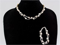 Sterling Silver Pearl Necklace & Bracelet RV $160