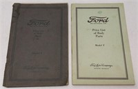 (2) Ford Model T Price List Of Body Parts