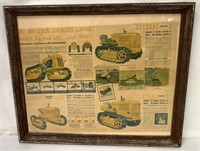 Framed Cletrac Tractors  Paper Advertisement