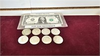Kennedy 1/2 Dollar US 40% Silver Coins (8)