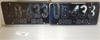 1940 Ohio License Plate Pair