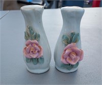 Vintage Porcelain Rose Salt  and Pepper Shakers