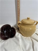 LONGABERGER COOKIE JAR; HAND BLOWN PURPLE GLASS