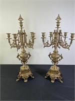 French Renaissance Revival Brass Candelabra (2)