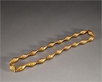 Qing Dynasty 18K gold bag cinnabar cylinder beads