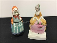 Vintage Porcelain Ink Girl & Salt Canister