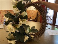 Faux Magnolia grapevine wreath