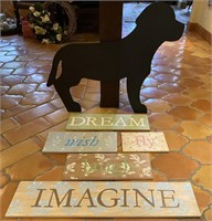 Chalkboard- dog shaped plus 5 wall hangings(signs)
