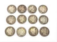 12 Barber Dimes, US Coins