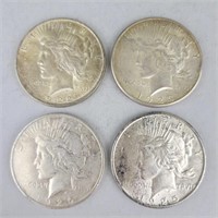 1922, 1923, 1925 & 1926 Silver Peace Dollars.