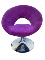 Purple and Silver Toned Swivel Chair