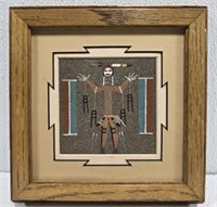 Vintage framed Native American art piece