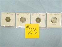 1845, 1875, 1877cc, 1887 Liberty Seated Dimes