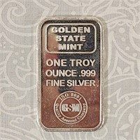 GSM 1 Troy Ounce .999 Pure Silver Bullion Bar