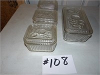 4) assorted size clear glass refrigerator dishes