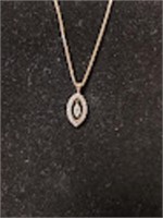 MARQUIS SHAPED DIAMOND PAVED PENDANT AND 14k