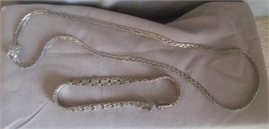 Sterling silver necklace and bracelet.